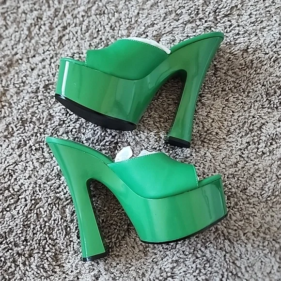 Steve Madden Bristal slip on green platform shoes-6 - Picture 3 of 11